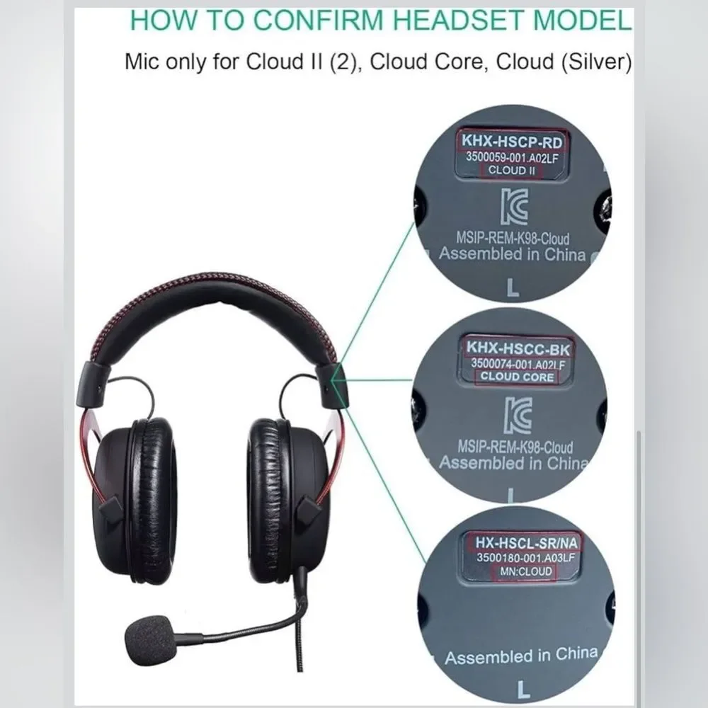 Hyper X Cloud II, X, Core, Pro, and Silver Gaming Headset Mic Replacement